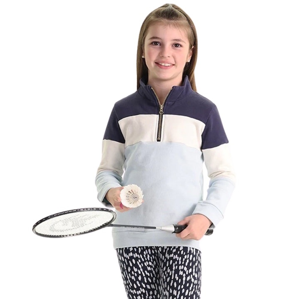 NWT Duffield Lane GIRLS BLUE COLORBLOCK QUARTERZIP SWEATSHIRT